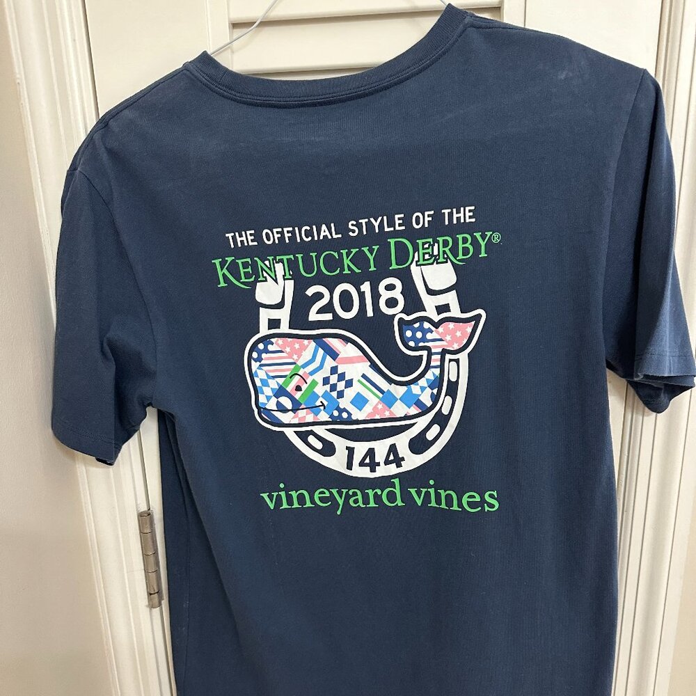 Men's Vineyard Vines T-shirt Top Tee Blue Kentucky Derby, Size XS